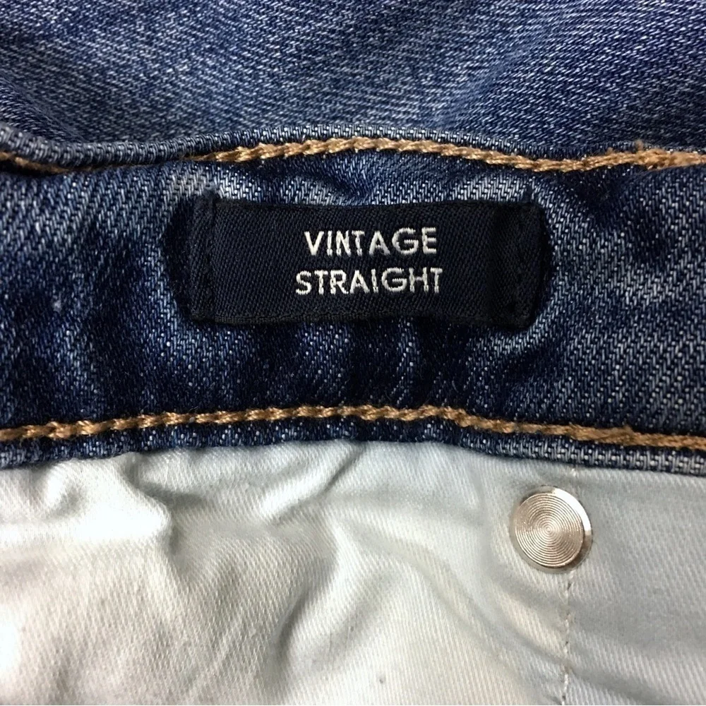 J CREW Jeans Vintage Straight Leg High Rise Two Tone Sides Stretch Denim Size 26